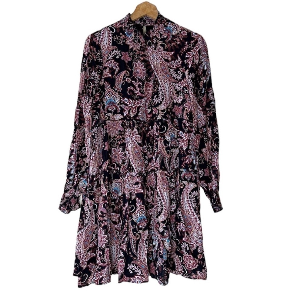 Anthropologie Cary Tiered Paisley Pong Sleeve Dress Size XS